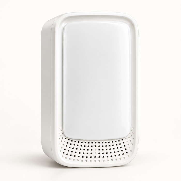 Aerensa One white plug-in ionizer, front three-quarter view