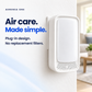 Aerensa One plug-in ionizer in a home setting. Air care. Made simple. Plug-in design. No replacement filters.